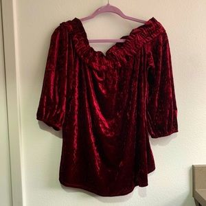 Velvet Red Off-Shoulder Blouse 3X